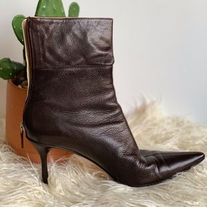 Gucci Brown Leather Slim Heel Ankle boot